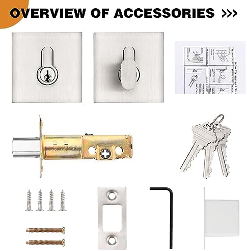 Probrico Satin Nickel Door Deadbolt residential security lock set of 2