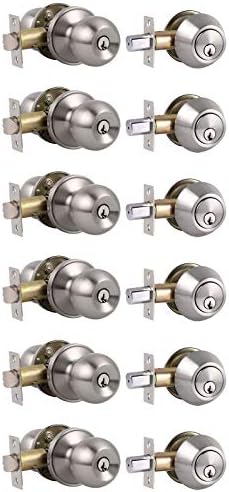 6-Piece Keyed Alike Door Knob Set with Deadbolts