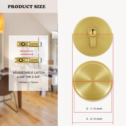 Gold-Plated Front Door Knob Deadbolt Set with SATIN Brass Finish