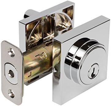 Harney Hardware Keyed Single Cylinder Deadbolt Square Escutcheon