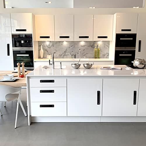 12-Piece Matte Black Aluminum Cabinet Pulls with Base Plate