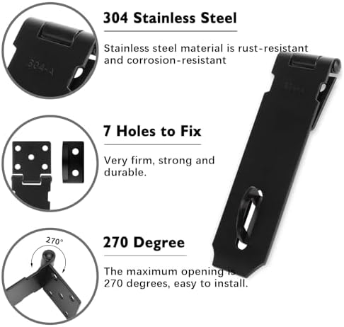 Sturdy 5-Inch Door Hasp Lock 2-Pack Stainless Steel Set