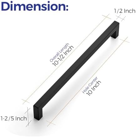 Ravinte 18 Pack 10 Inch Matte Black Cabinet Pulls