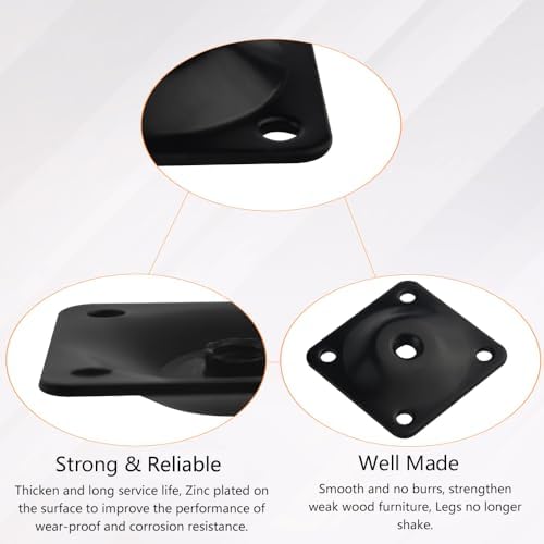 WMYCONGCONG 8 Piece 11 Degree Angle Furniture Leg Plate Set Black