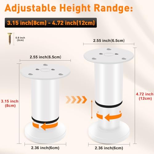 Adjustable Height Bed Support Legs Replacement Legs for Sofa Table Chair