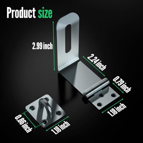 GEMASP Door Lock Hasp Latch 90 Degree Solid Iron Safety Packlock Clasp