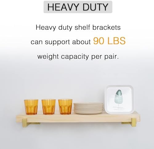 Sturdy Gold Floating Shelf Brackets for Kitchen Bathroom