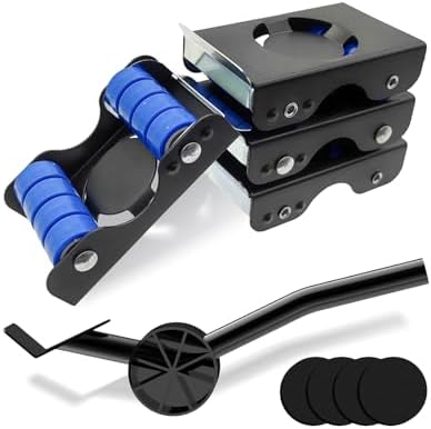 4 Metal Furniture Mover Sliders with 8 Wheels - Heavy Duty Furniture Lifter