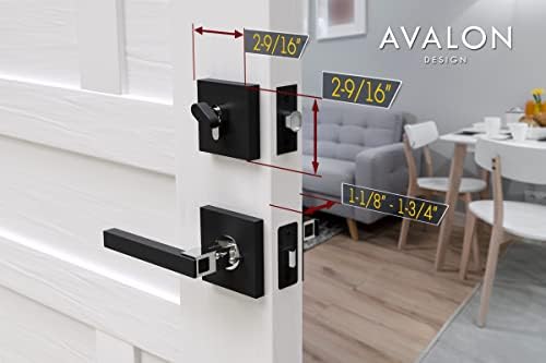 Avalon Deadbolt Set - Matte Black - Modern Door Hardware with 5-Year Warranty