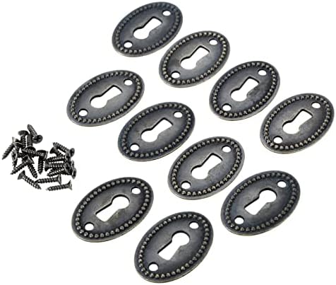 Dopinee 10-Pc Oval Stamped Brass Keyhole Cover Set