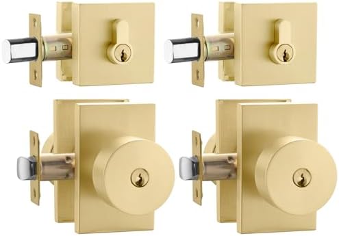 GoldenWarm Gold Exterior Door Knobs with Deadbolt