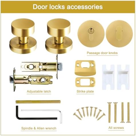 Gold Entry Door Knob and Deadbolt Combo Set Satin Brass