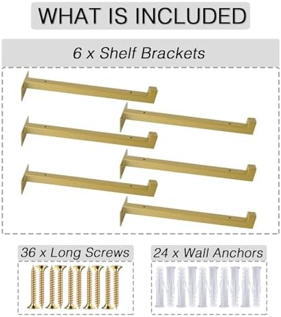 Sturdy Gold Floating Shelf Brackets for Kitchen Bathroom