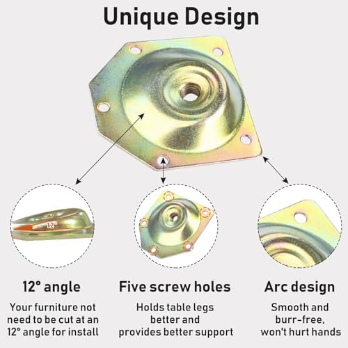 HUTLON 12-Degree Angled Leg Mounting Plates 4-Pack