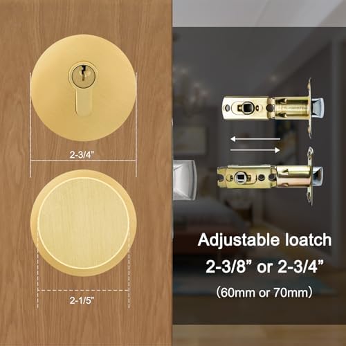 Gold Entry Door Knob and Deadbolt Combo Set Satin Brass