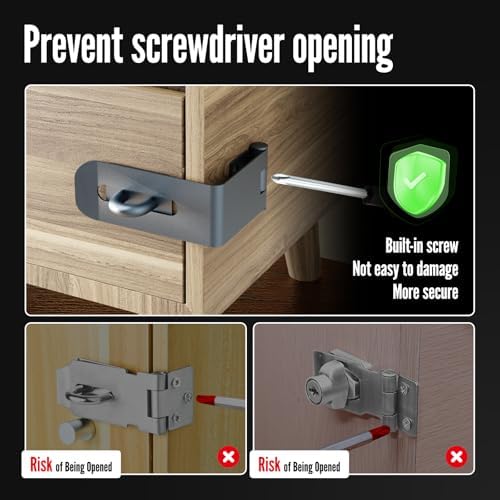 GEMASP Door Lock Hasp Latch 90 Degree Solid Iron Safety Packlock Clasp