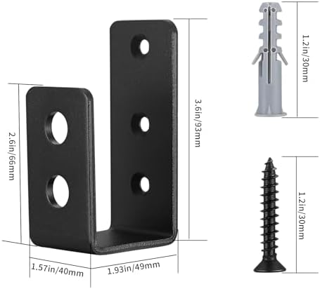 2-Piece Door barricade Brackets Heavy-Duty Black
