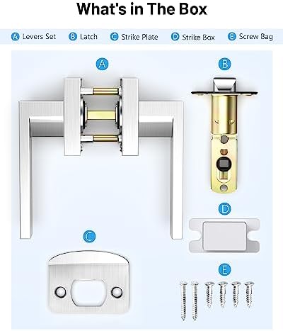 Elegant Square Door Lever Handle - SATIN NICKLE FINISH for Smart Deadbolts