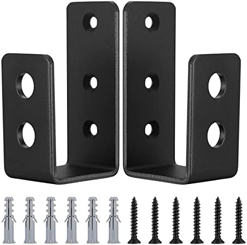 2-Piece Door barricade Brackets Heavy-Duty Black