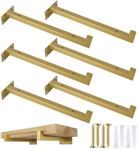 Sturdy Gold Floating Shelf Brackets for Kitchen Bathroom