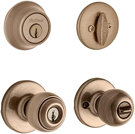 Kwikset 690P Deadbolt Combo in Antique Brass