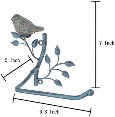 Owlgift Wall-Mounted Toilet Tissue Organizer with Ceramic Bird Rust-Resistant Turquoise
