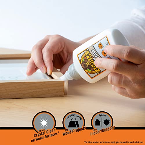 Gorilla Dries Clear Wood Glue 4oz Bottle Pack of 2