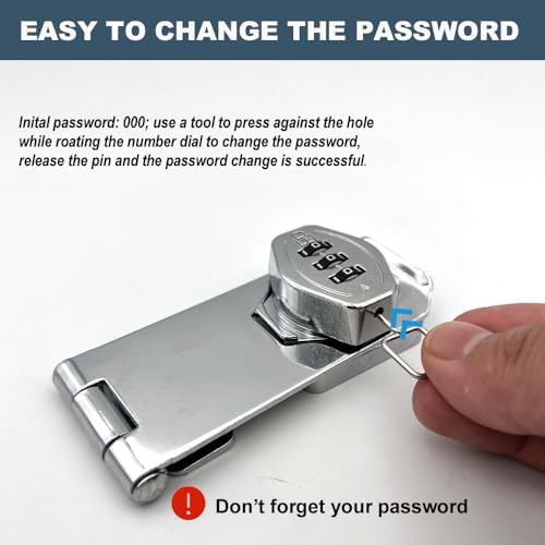 VOLUKA2Pcs Cabinet Password Rotary Hasp Locks Silver