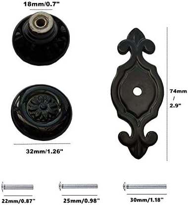 12-Piece Black Ceramic Knobs for Cupboard Wardrobe Decor