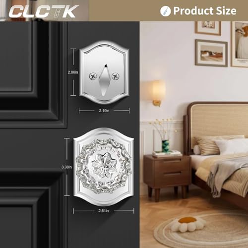 Crystals Glass Door Knob Set Polished Chrome