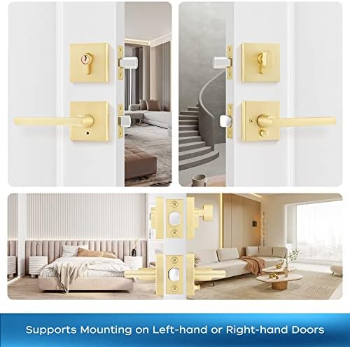 Leydebong Gold Entry Door Handle Set