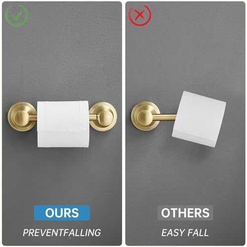 RUMOSE Gold-Brushed Wall-Mounted Toilet Hand Towel Holder Set 2PCS