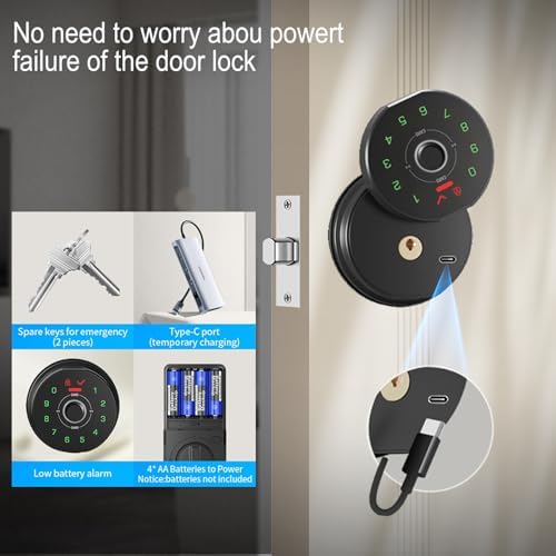 Secure fingerprint door lock with 2 lever handles and smart features