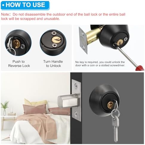 Double Matte Black Square Deadbolts with Keys
