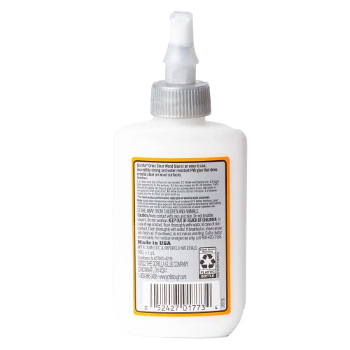 Gorilla Dries Clear Wood Glue 4oz Bottle Pack of 2