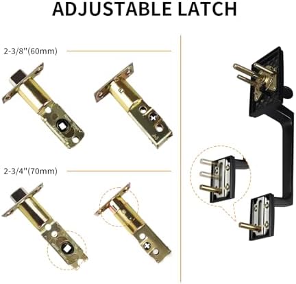 Adjustable and Reversible Front Door Handle Set with Deadbolt Lever in Black