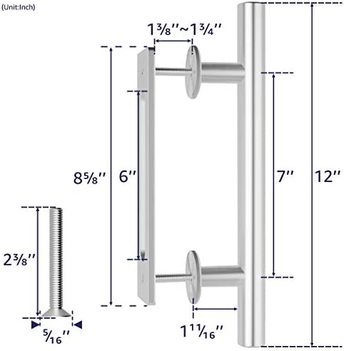 Genius Iron 12-inch Stainless Steel Barn Door Handle Set Black