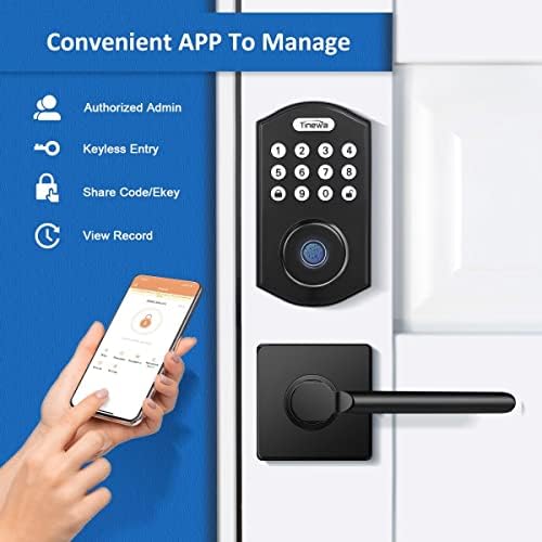 Smart Door Lock Set Keyless Fingerprint Entry Black