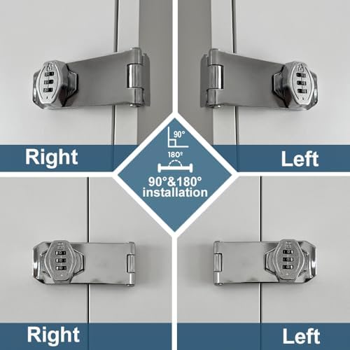VOLUKA2Pcs Cabinet Password Rotary Hasp Locks Silver