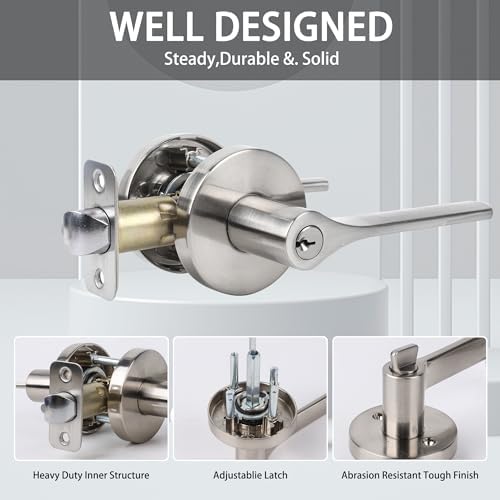 Easy to Install Door Lock Set with Deadbolt and Handle Satin Nickel