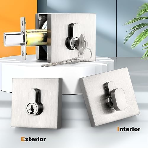 Probrico Satin Nickel Door Deadbolt residential security lock set of 2