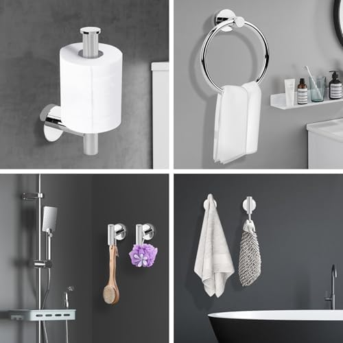 4-Piece Polished Chrome Bathroom Hardware Set with Toiletoil Hand Towel Holders