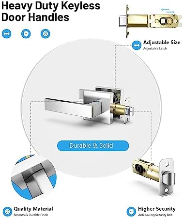 Elegant Square Door Lever Handle - SATIN NICKLE FINISH for Smart Deadbolts