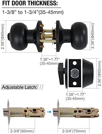 3 Pack All Keyed Identical Deadbolt Door Knob Set Classic Matte Black