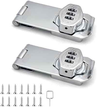 VOLUKA2Pcs Cabinet Password Rotary Hasp Locks Silver
