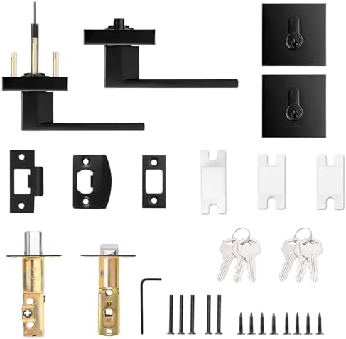 Probrico Matte Black Exterior Door Lockset with Deadbolt and Lever