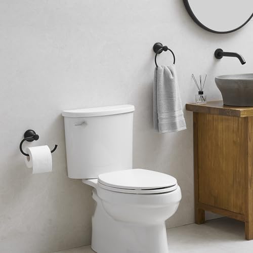 Sturdy Black Bathroom Set With Towel Ring Toilet Paper Holder