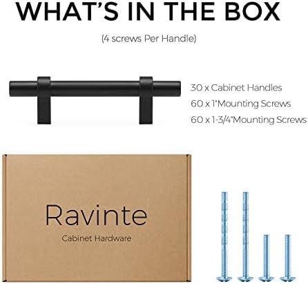 Ravinte 30 Pack 5 Inch Cabinet Pulls Matte Black Kitchen Hardware