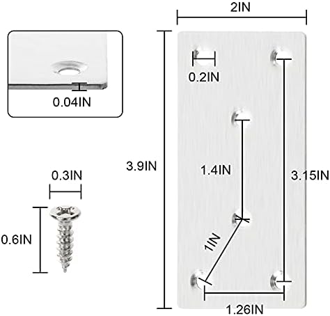 Sturdy 30-Pack Flat Bracket Mending Plates for Furniture Woodworking