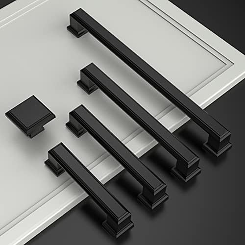 Amerdeco 6 Pack Matte Black Cabinet Pulls 5 Inch Hole Center